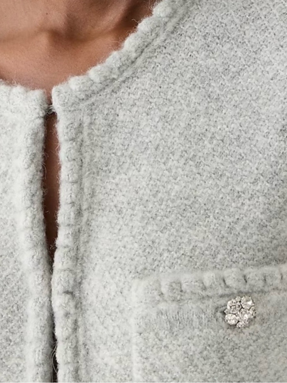 J.Crew Odette Sweater Lady Jacket with Jewel Buttons Heather Gray Size Large NWT - Picture 3 of 16